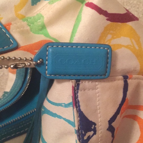 Monogram coach purse. Rainbow color handbag - Picture 5 of 8